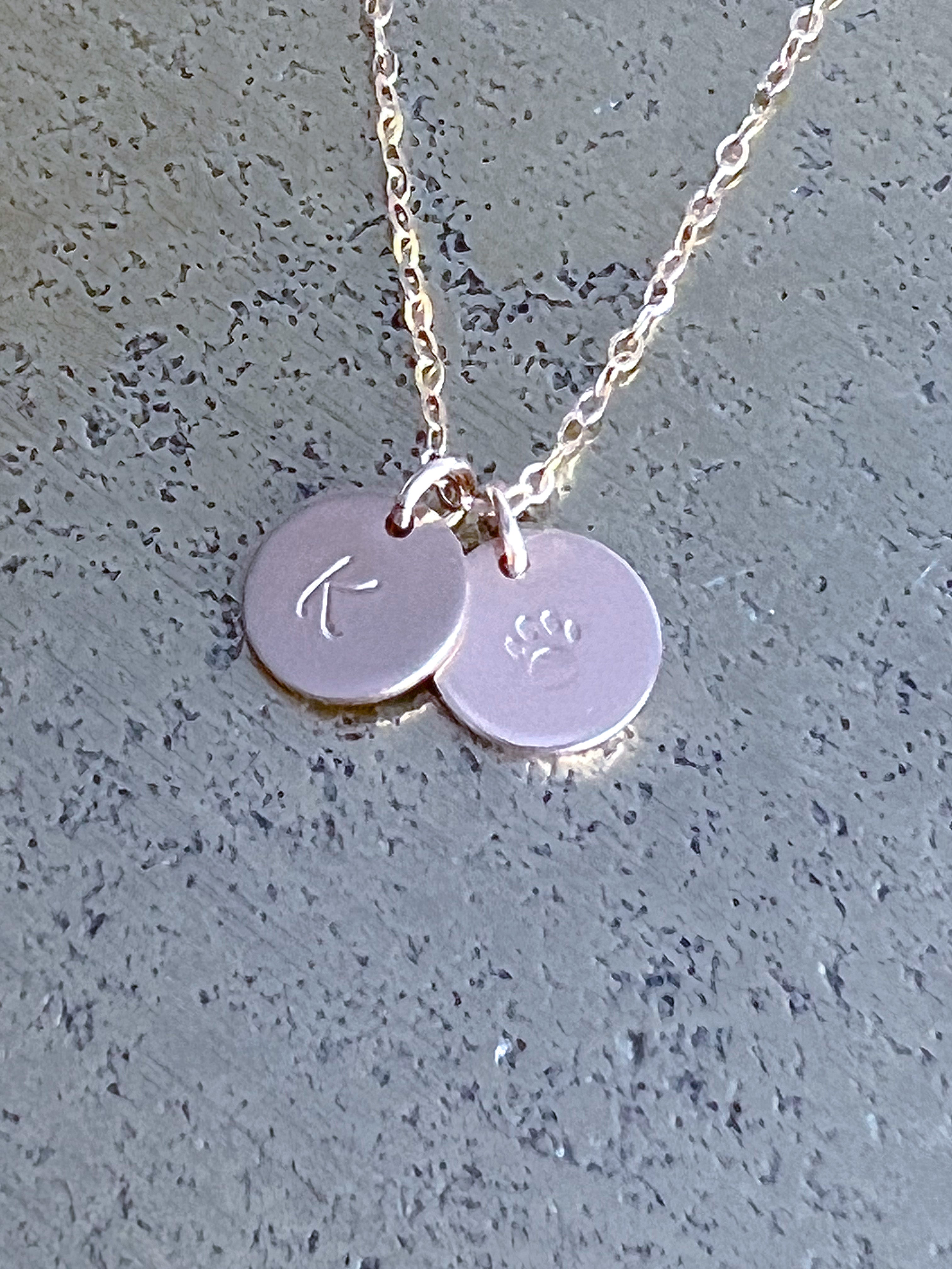 Paw Print &amp; Initial Necklace