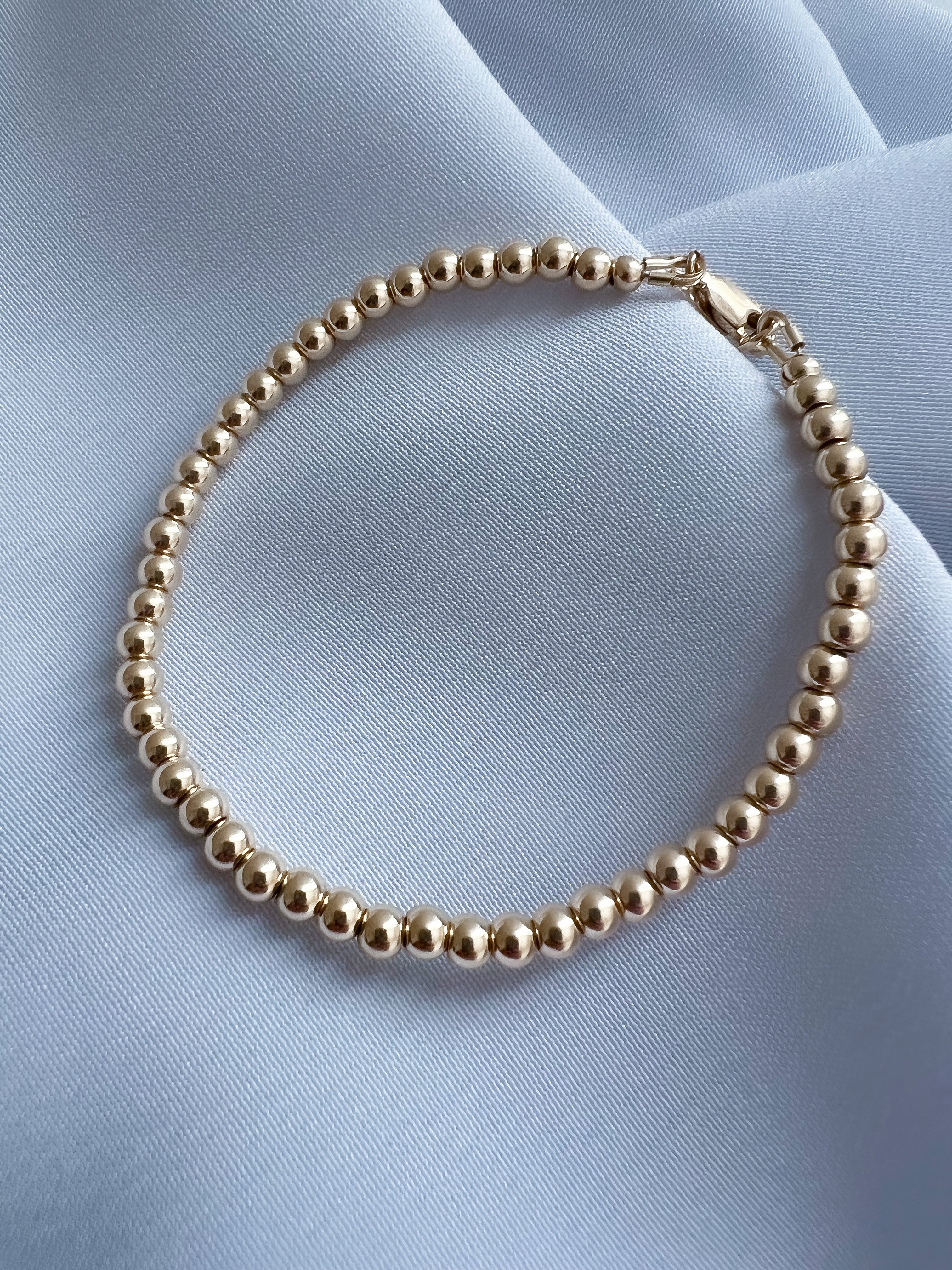 Beaded Gold Bracelet with Chain Extender